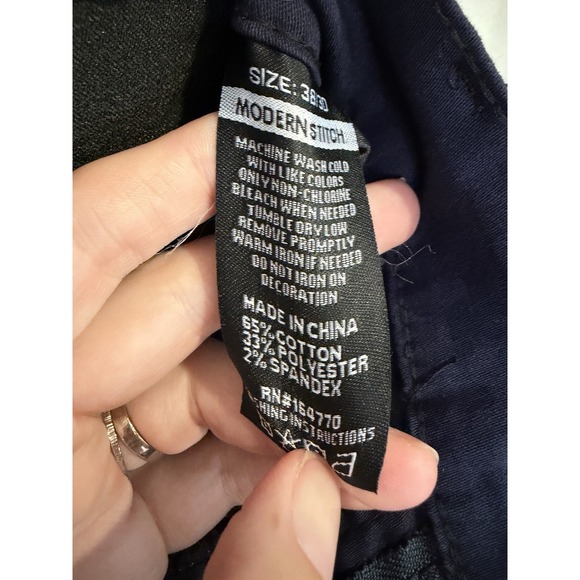 Modern Stitch Men's Navy Blue Slim Straight Stretch Pants 38x30 - Picture 5 of 8